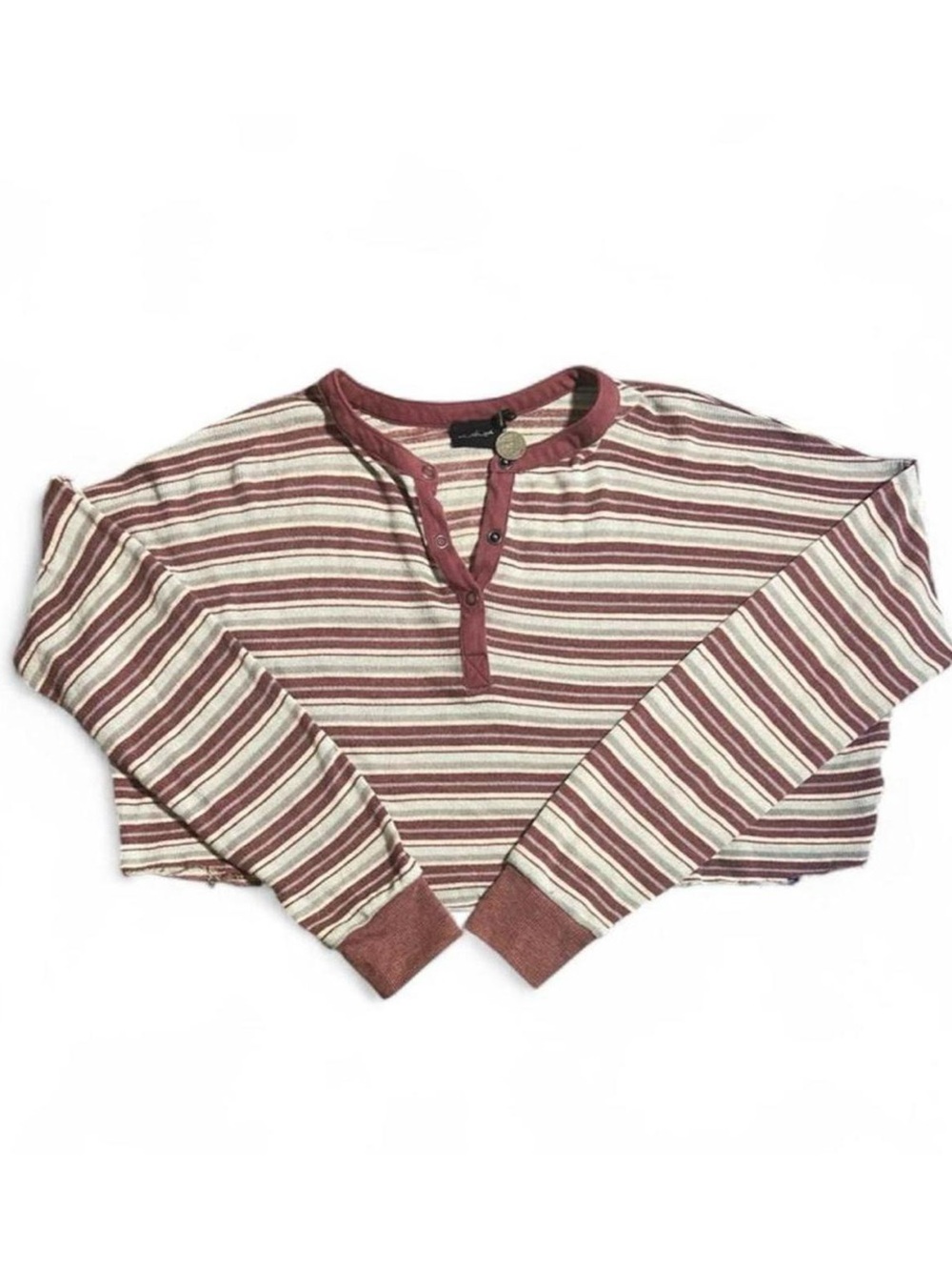 Striped Out From Under Grunge Y2K Crop Long Sleeve